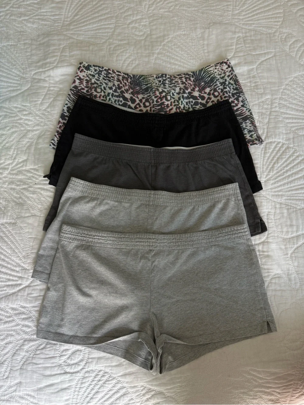 OP Women’s Athletic Shorts Set - Light Gray, Dark Gray, Black, Leopard - Picture 1 of 7